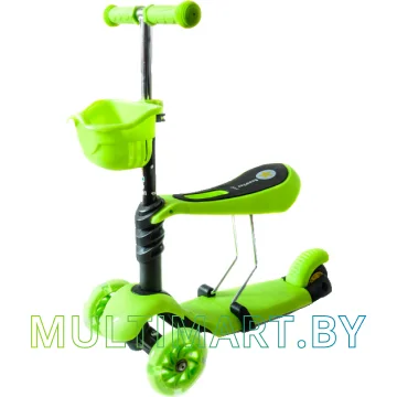 Самокат 21st Scooter Micro GRL 0332 салатовый, прозрачные колёса
